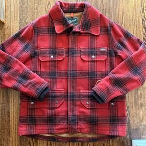 Woolrich Red and Black Plaid Shirt Jacket